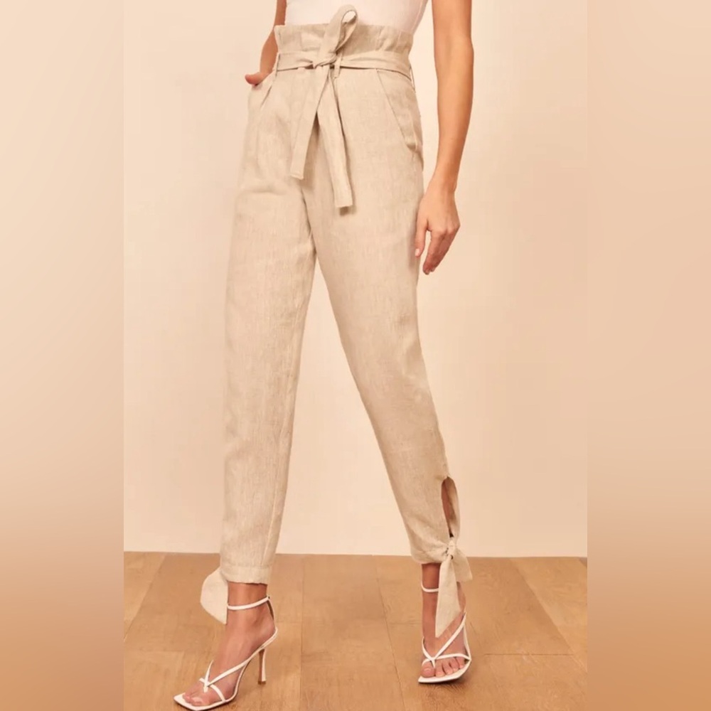 Reformation Norman Paperbag Pant in Oatmeal. Size 4. New with tags.